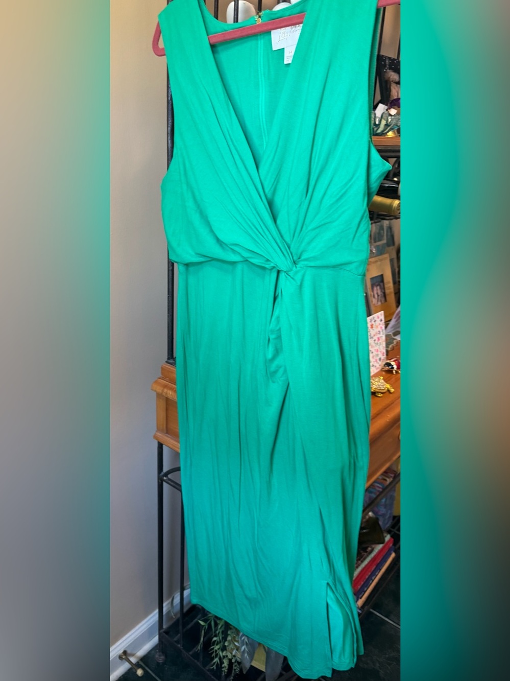 Lilly Pulitzer Brazillian Green sleeveless Wrap Dress size 14. NWOT. - Picture 4 of 9